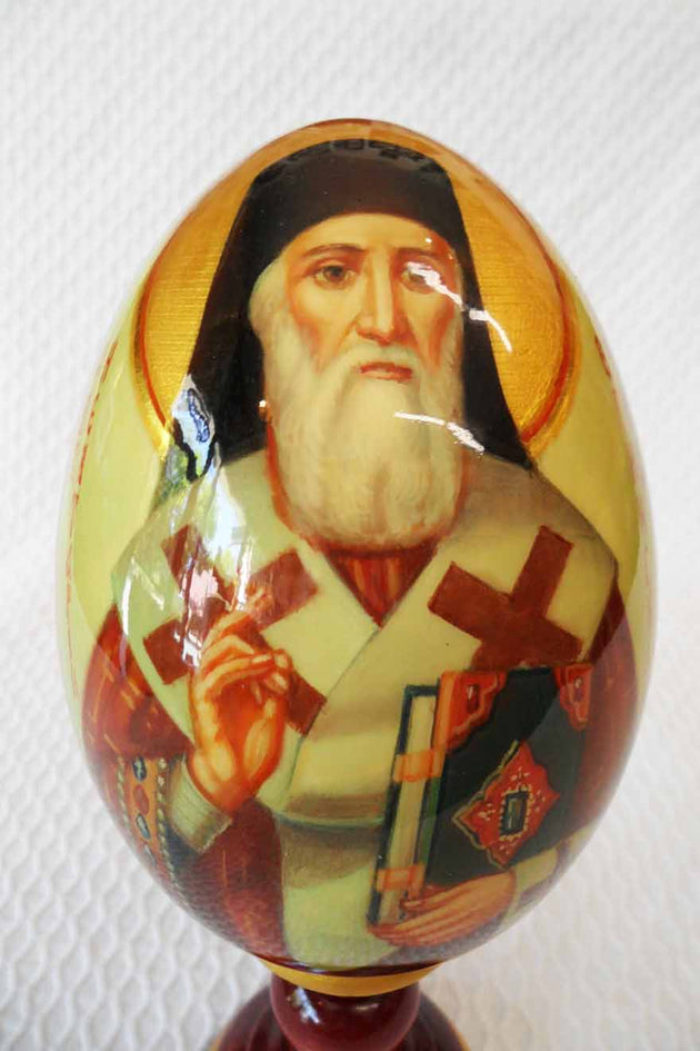 An Icon Egg St Nectarios of Aegina Hand Painted