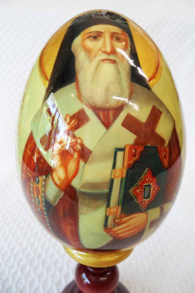 An Icon Egg St Nectarios of Aegina Hand Painted