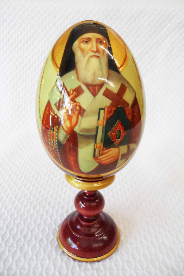 An Icon Egg St Nectarios of Aegina Hand Painted