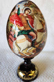 An Icon Egg St George slaying dragon Hand Painted