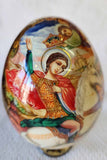 An Icon Egg St George slaying dragon Hand Painted