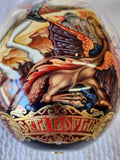 An Icon Egg St George slaying dragon Hand Painted