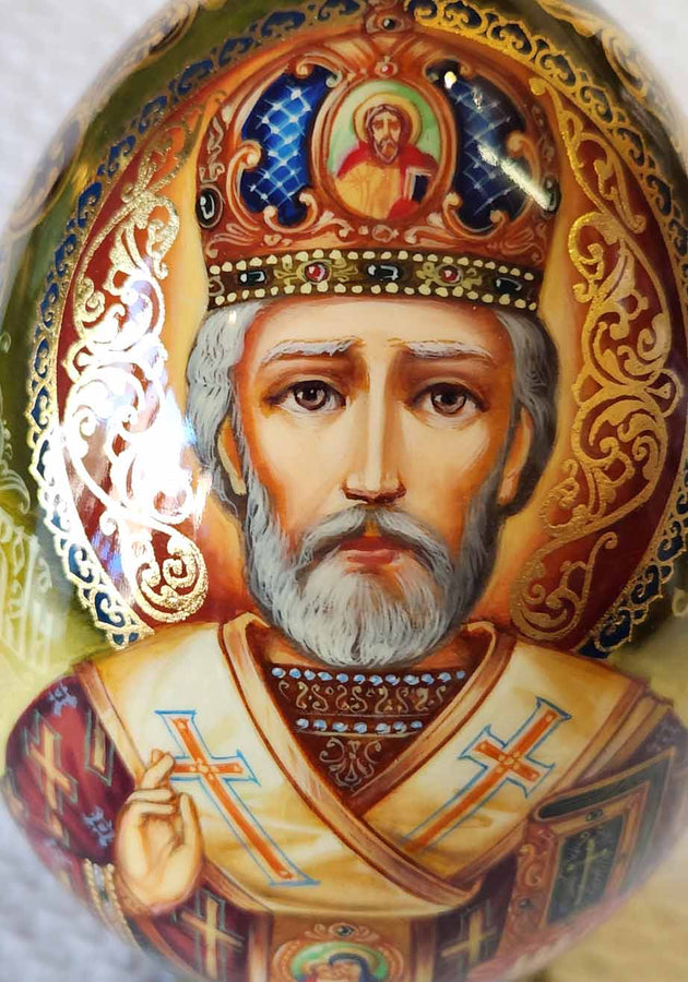An Icon Egg St Nicholas Hand Painted