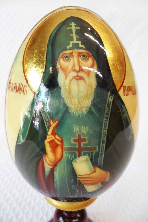 An Icon Egg St Seraphim of Vyritsa Hand Painted