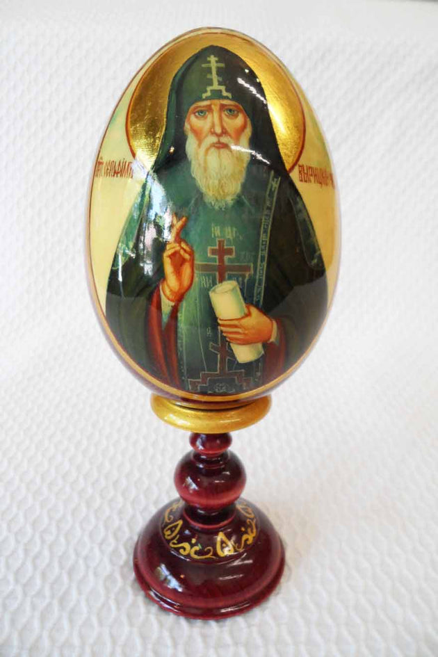 An Icon Egg St Seraphim of Vyritsa Hand Painted