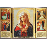 Tenderness Mother of God with St Seraphim Life Scenes Triptych016
